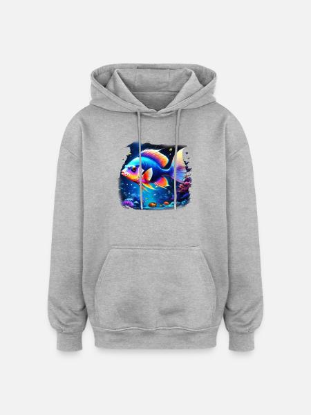 Angelfish - Sweat à capuche oversize unisexe - gris chiné