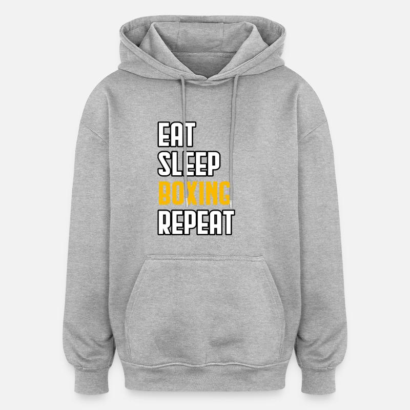 Eat Sleep Boxing Repeat - Oversized Unisex Hoodie - heather grey