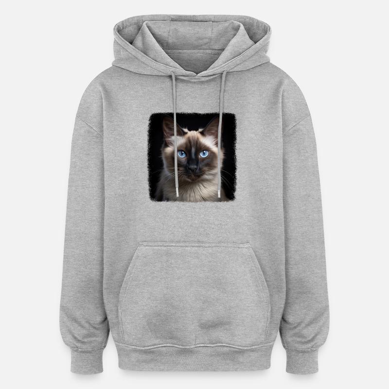 Chat balinais Balinesenkatze - Sweat à capuche oversize unisexe - gris chiné