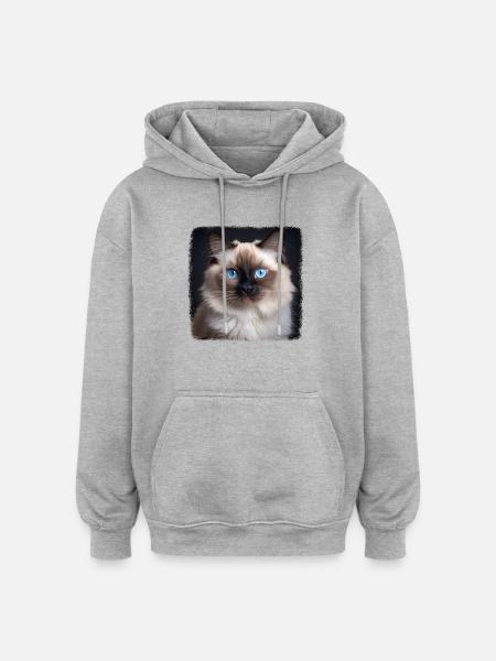 Birman Cat Birma Katze - Oversized Unisex Hoodie - heather grey