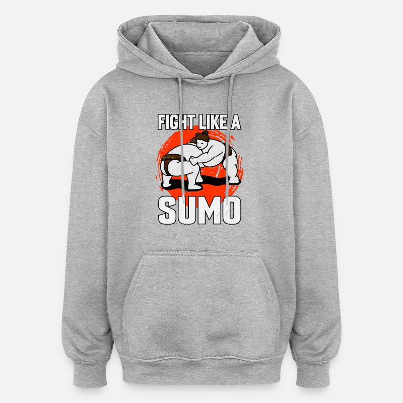 Combattez comme un sumo - Sweat à capuche oversize unisexe - gris chiné