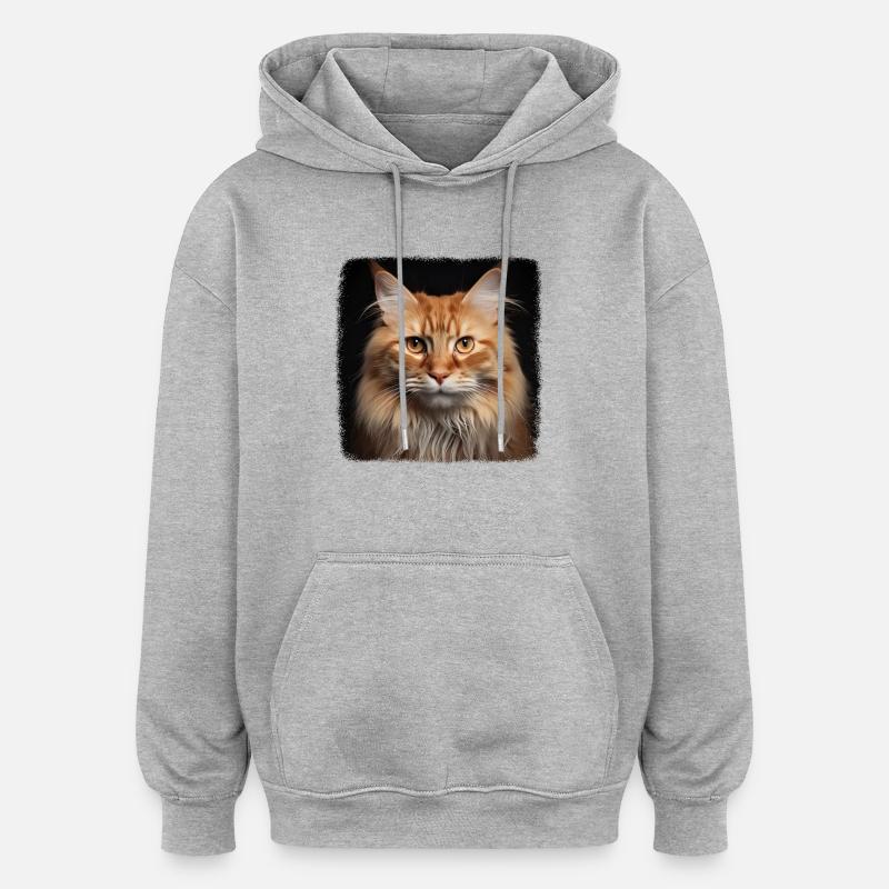 Cymric Kitten Cymric Cat - Sweat à capuche oversize unisexe - gris chiné