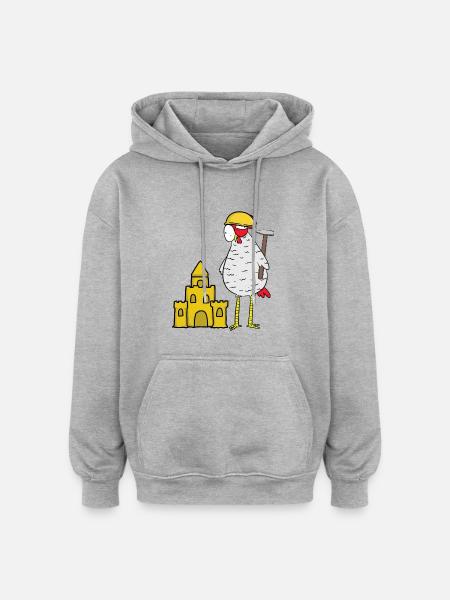 Håndværker Kylling Sandslot Byggeplads Byggemand - Oversize unisex hoodie - grå meleret