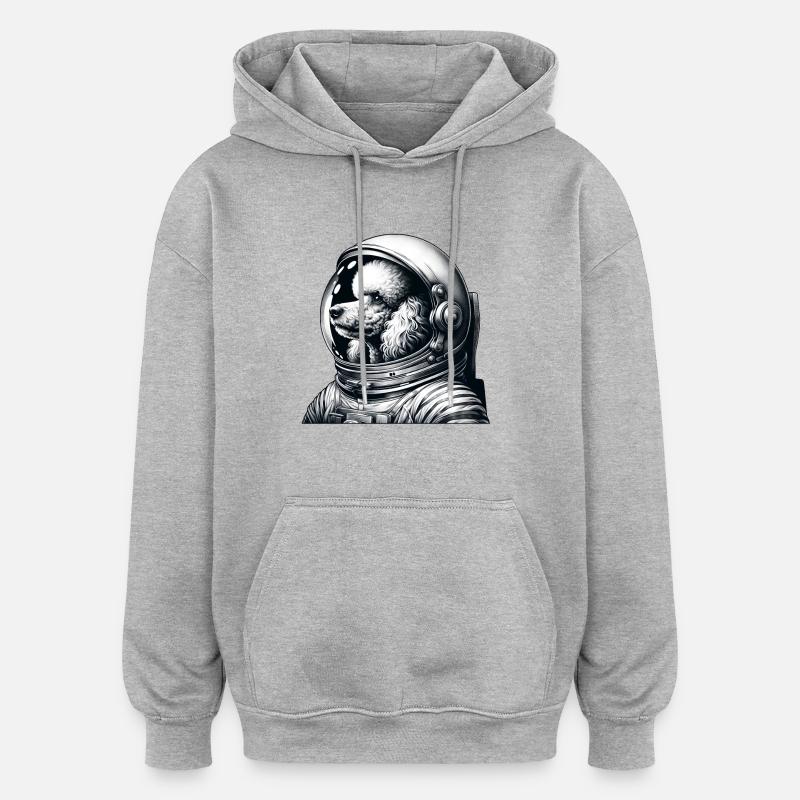 Caniche Astronaute Aventure Spatiale - Sweat à capuche oversize unisexe - gris chiné