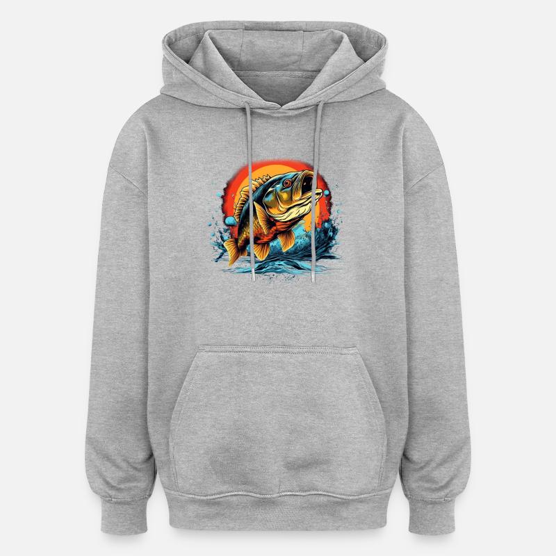 Poisson bar - Sweat à capuche oversize unisexe - gris chiné