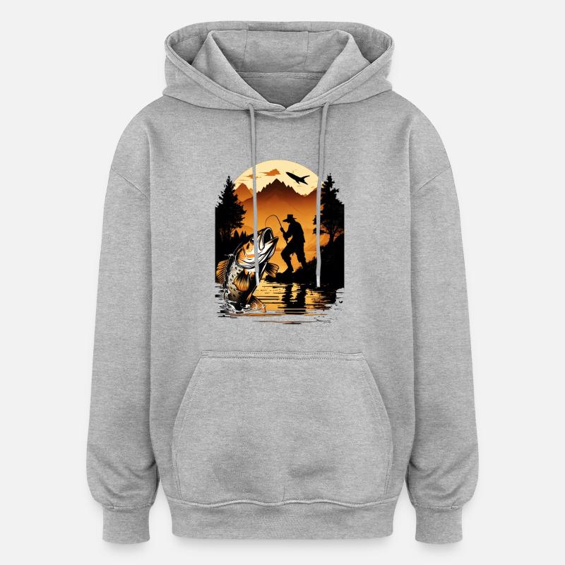 Poisson bar - Sweat à capuche oversize unisexe - gris chiné