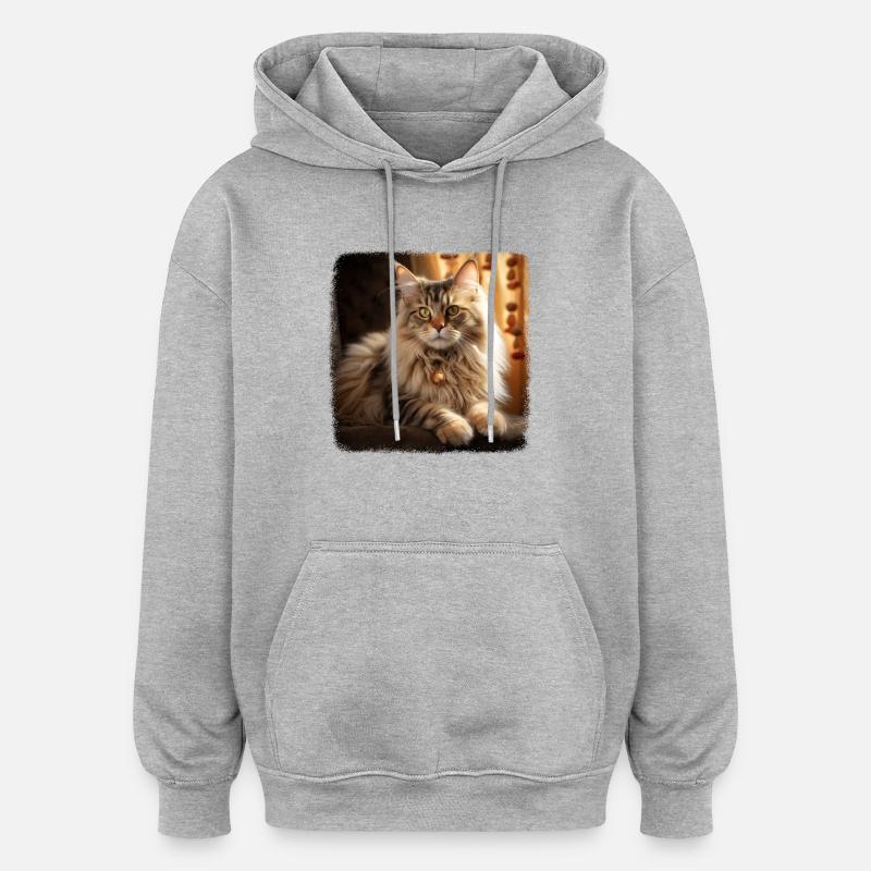 Chat Sibérien Sibirische Katze - Sweat à capuche oversize unisexe - gris chiné