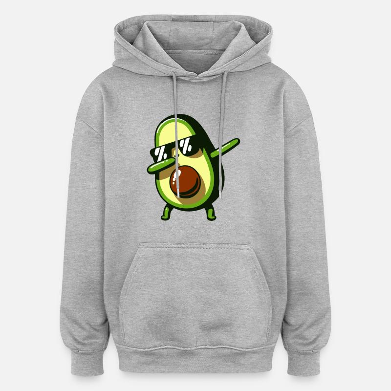 Dabbing Avocat Drôle Vegan - Sweat à capuche oversize unisexe - gris chiné