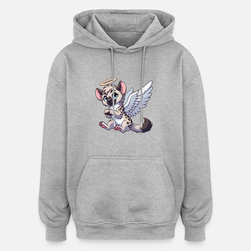 Halo d’ailes d’ange hyène - Sweat à capuche oversize unisexe - gris chiné
