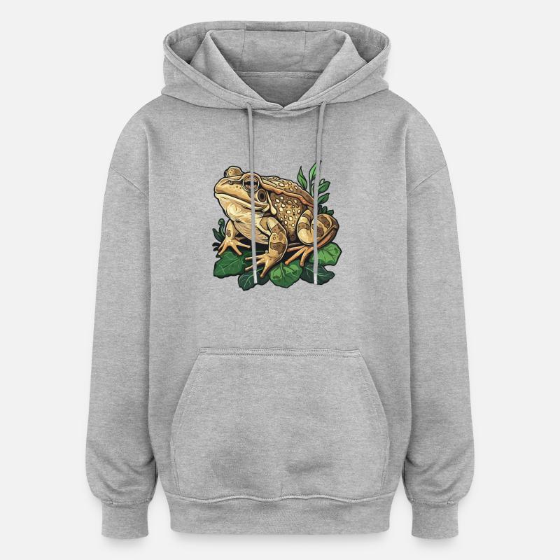 Grenouille-taureau Grenouille-taureau - Sweat à capuche oversize unisexe - gris chiné