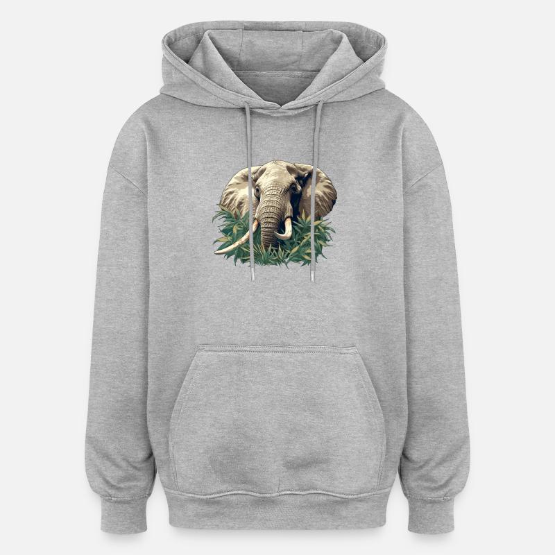 Éléphant Éléphant - Sweat à capuche oversize unisexe - gris chiné