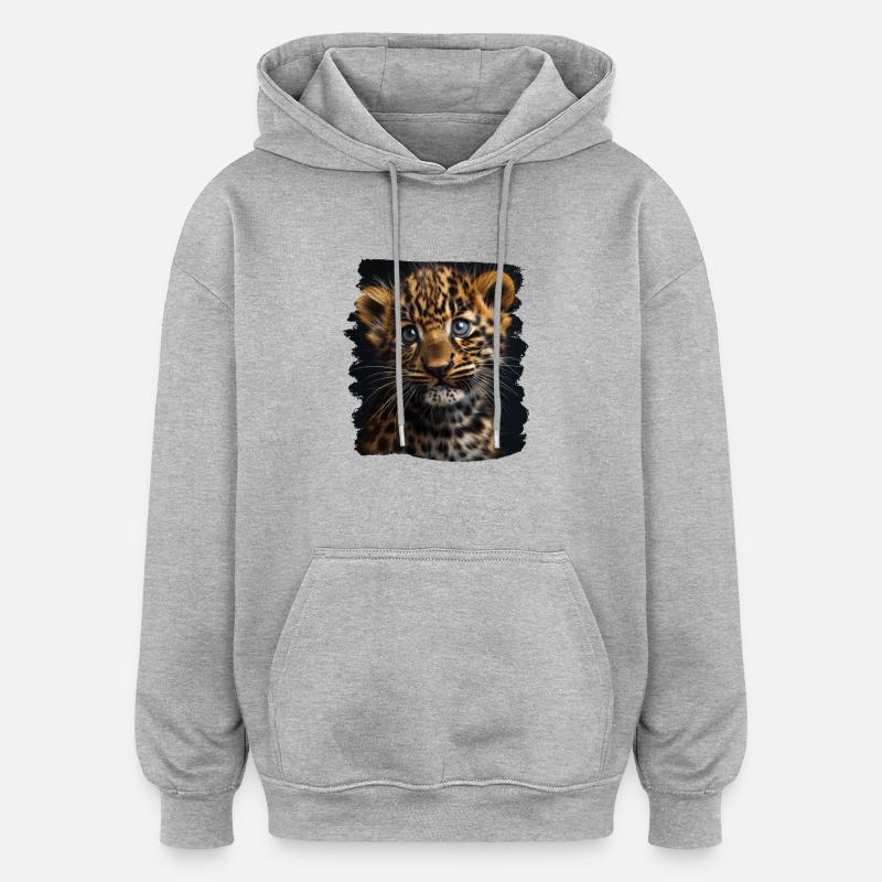 Léopard léopard - Sweat à capuche oversize unisexe - gris chiné