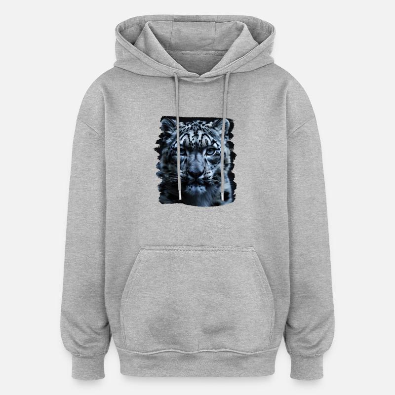 Léopard des neiges Schneeleoparden Schneeleopard - Sweat à capuche oversize unisexe - gris chiné