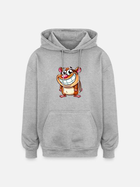 Ondeugende Hamster Cartoon Grillig Grappig Grillig - Oversized uniseks hoodie - grijs gemêleerd
