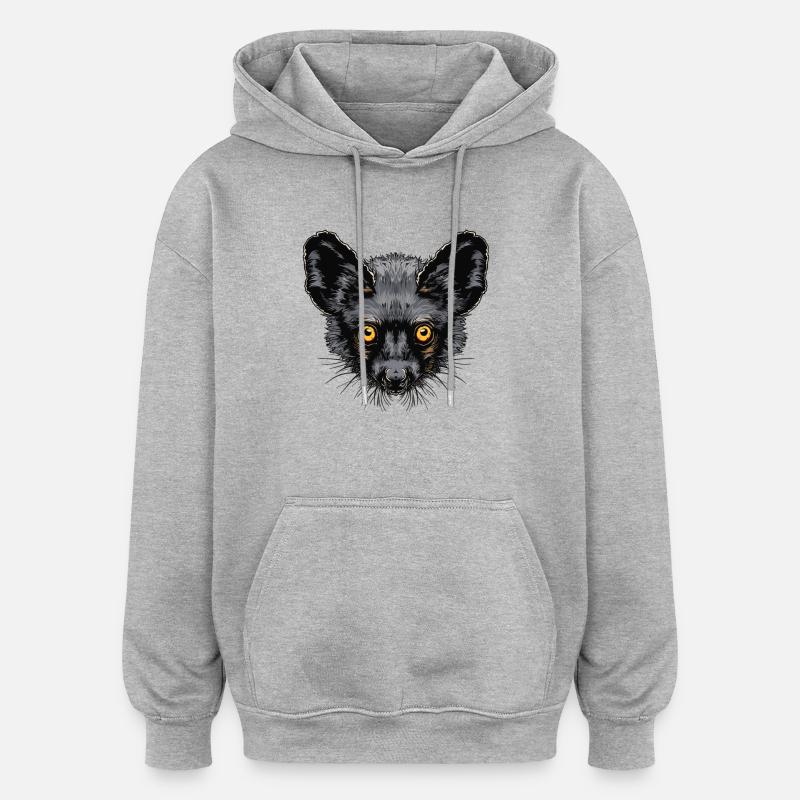 Aye-Aye Finger Animals Finger Animal - Sweat à capuche oversize unisexe - gris chiné