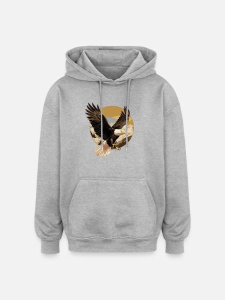 Havørn Weißkopfseeadler - Oversize unisex hoodie - grå meleret