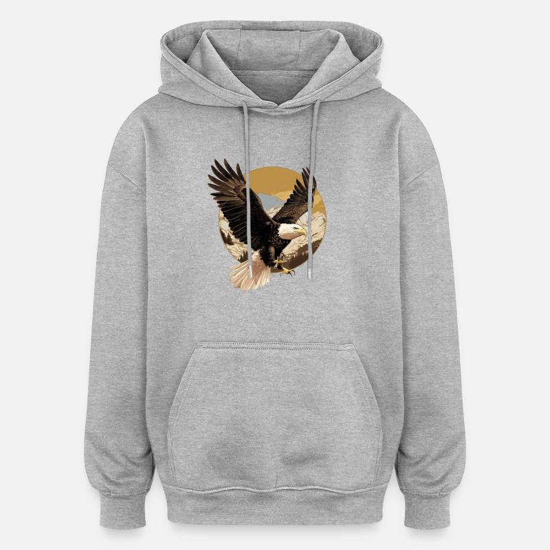 Pygargue à tête blanche Weißkopfseeadler - Sweat à capuche oversize unisexe - gris chiné