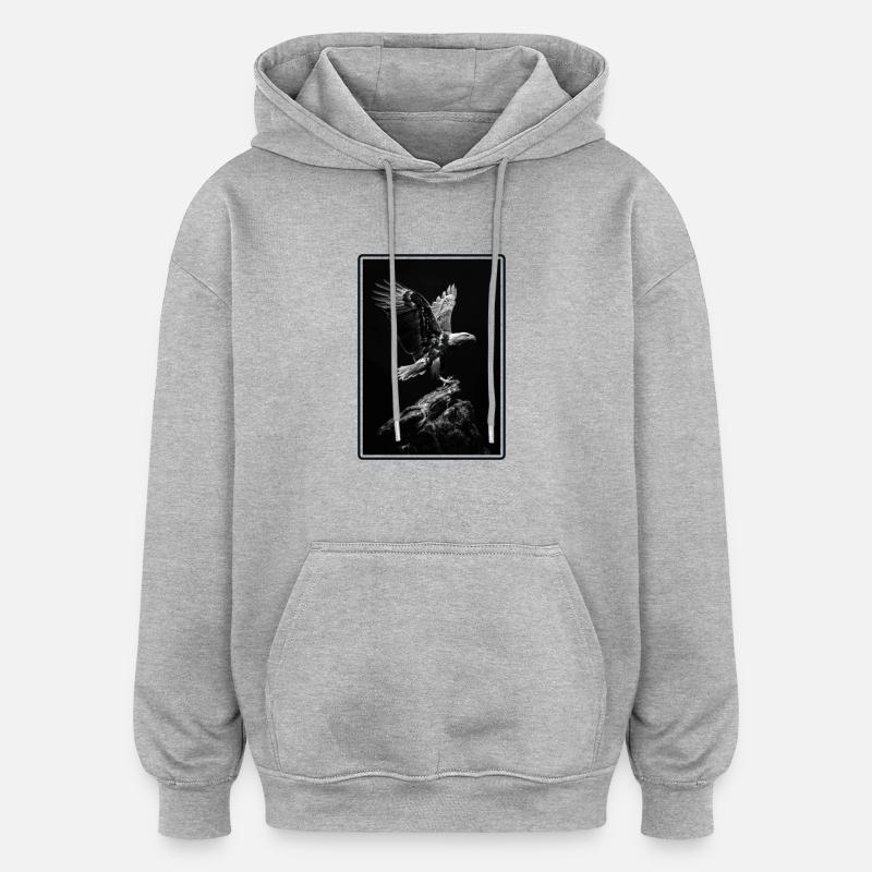 Pygargue à tête blanche Weißkopfseeadler - Sweat à capuche oversize unisexe - gris chiné
