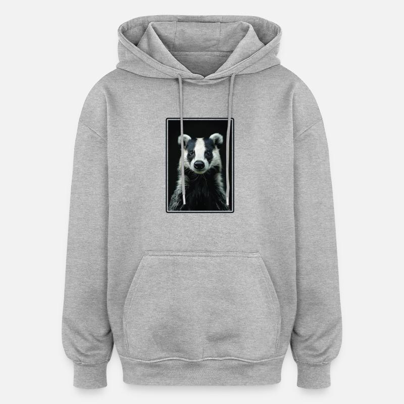 Blaireau Dachse Dachs - Sweat à capuche oversize unisexe - gris chiné