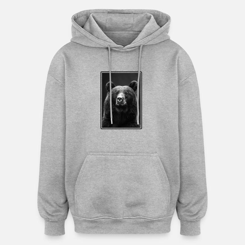 Ours Bären Bär - Sweat à capuche oversize unisexe - gris chiné