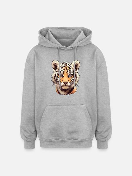Bengal Tiger King Tiger - Oversized Unisex Hoodie - heather grey