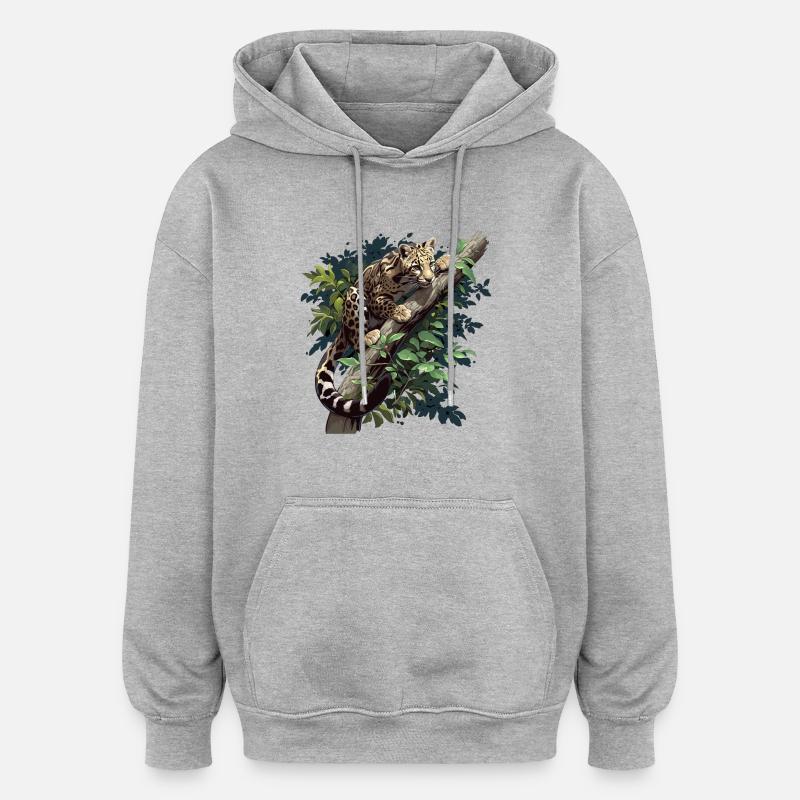 Clouded Leopard Nebelparder - Oversized Unisex Hoodie - heather grey