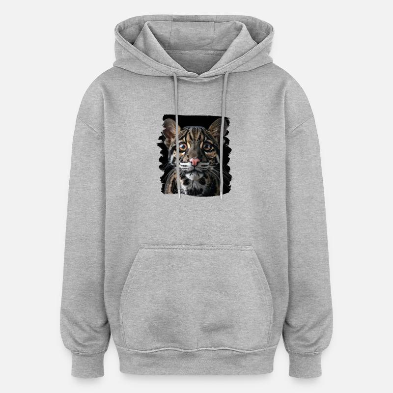 Clouded Leopard Nebelparder - Oversized Unisex Hoodie - heather grey