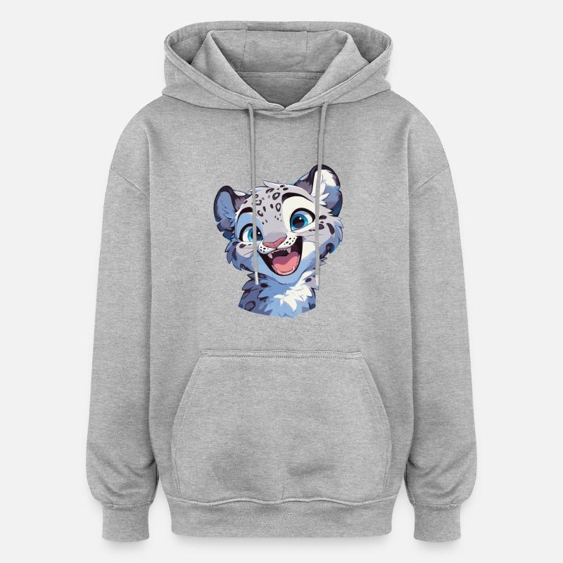 Snow Leopard Schneeleoparde Schneeleopard - Oversized Unisex Hoodie - heather grey