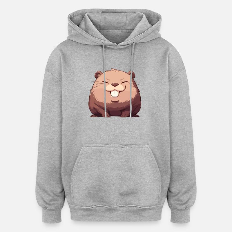 Castor Bieber - Sweat à capuche oversize unisexe - gris chiné