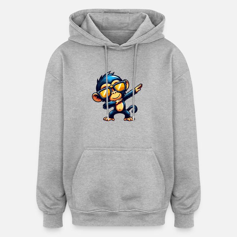 Schimpanse Dabbing Cool Affe Tanzend - Oversized Unisex Hoodie - Grau meliert