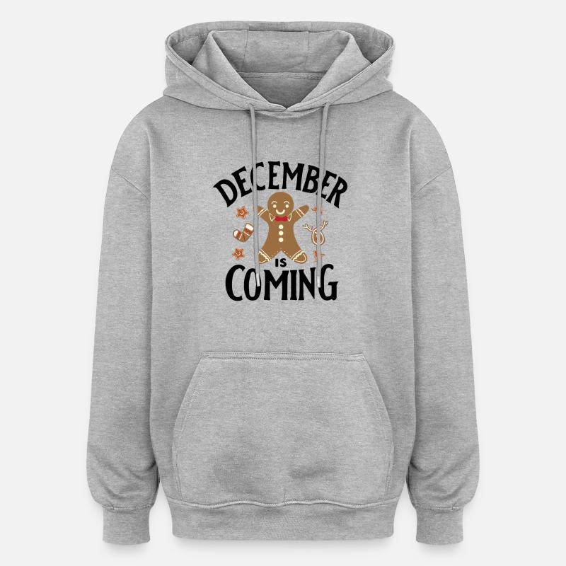 Décembre arrive - Sweat à capuche oversize unisexe - gris chiné