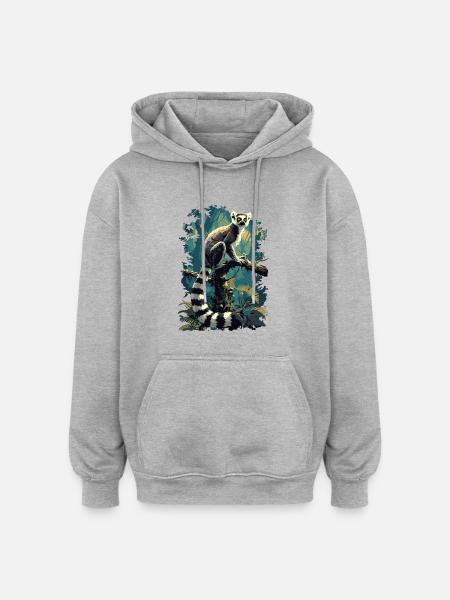 Lemuren Lemurs Lemur - Oversized Unisex Hoodie - heather grey