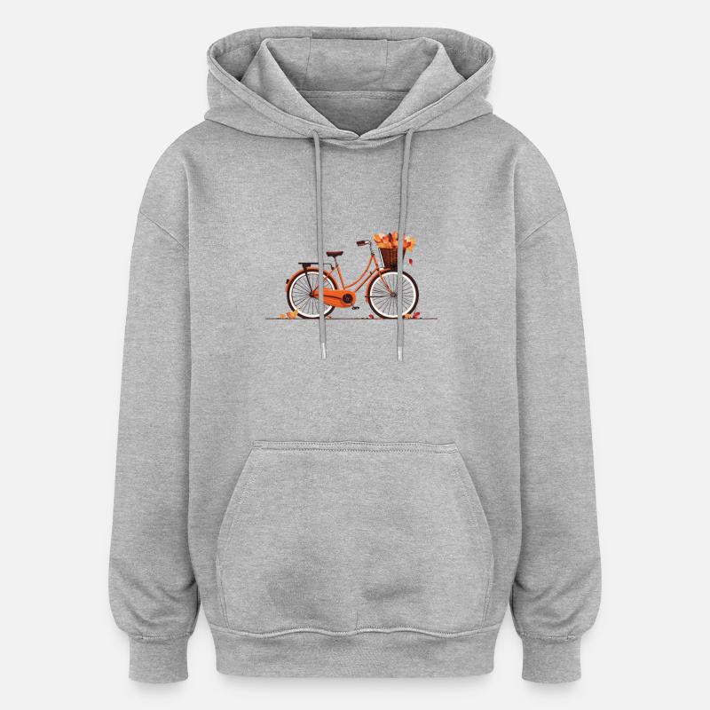 Herbstlaub-Fahrrad Feuilles d’automne Vélo - Sweat à capuche oversize unisexe - gris chiné