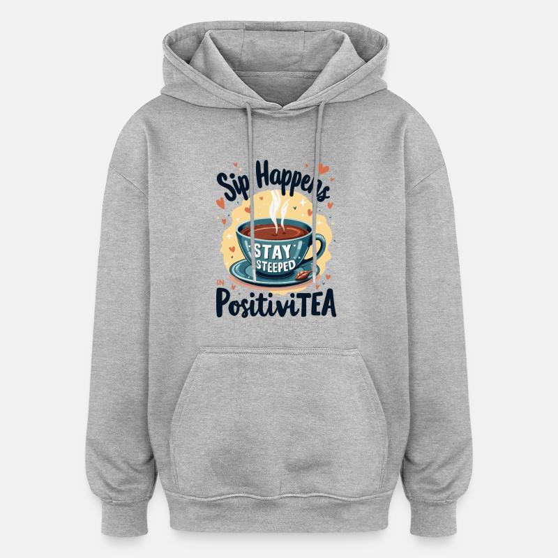 TASSE À THÉ - Sweat à capuche oversize unisexe - gris chiné