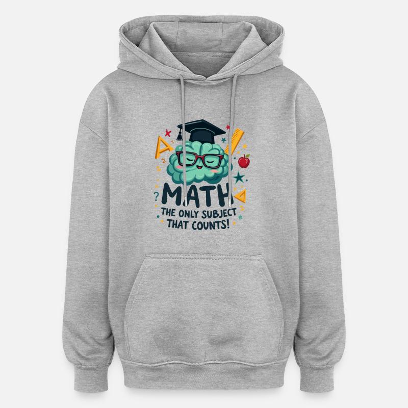 MATHÉMATIQUES - Sweat à capuche oversize unisexe - gris chiné