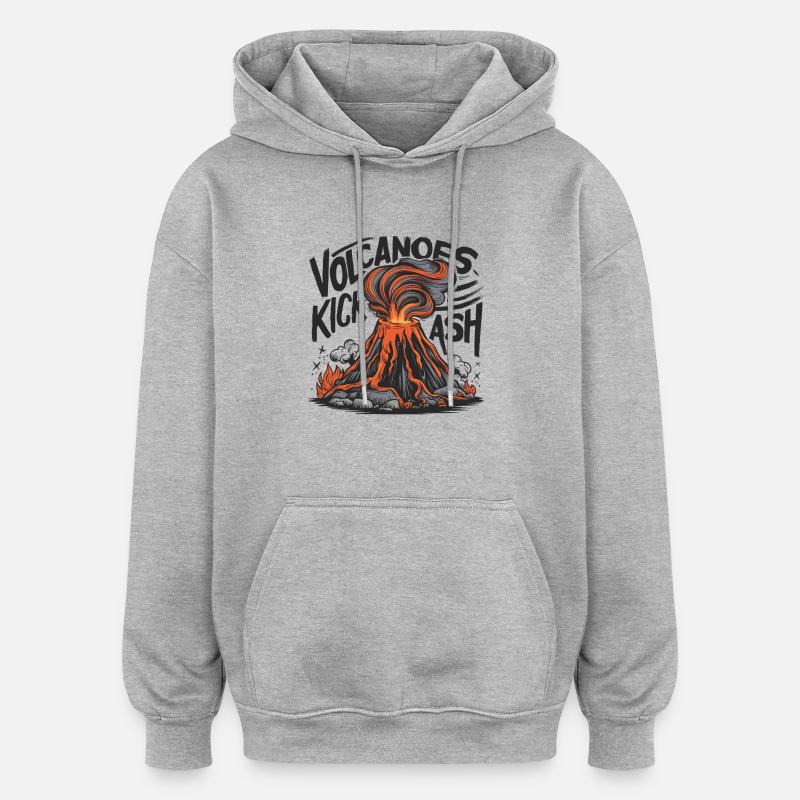Vulkan – Asche, Lava und Feuer - Oversized Unisex Hoodie - Grau meliert