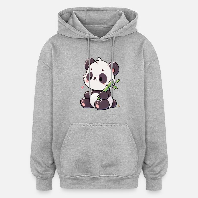 Panda - Sweat à capuche oversize unisexe - gris chiné