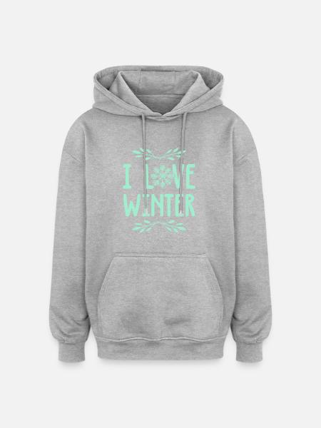 I Love Winter - Oversized Unisex Hoodie - heather grey