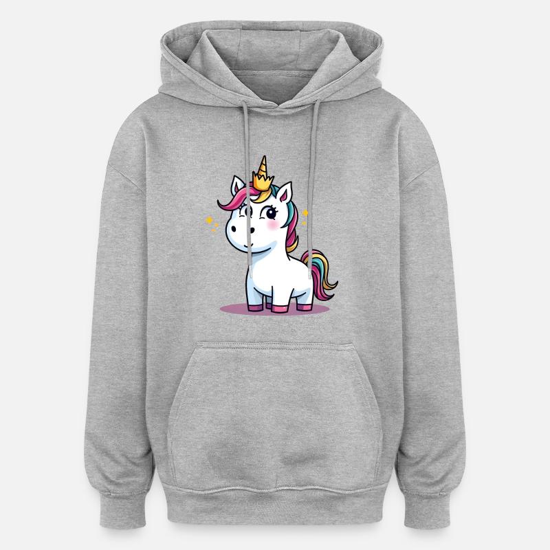 Einhorn Traumlandschaft Glitzerkrone - Oversized Unisex Hoodie - Grau meliert