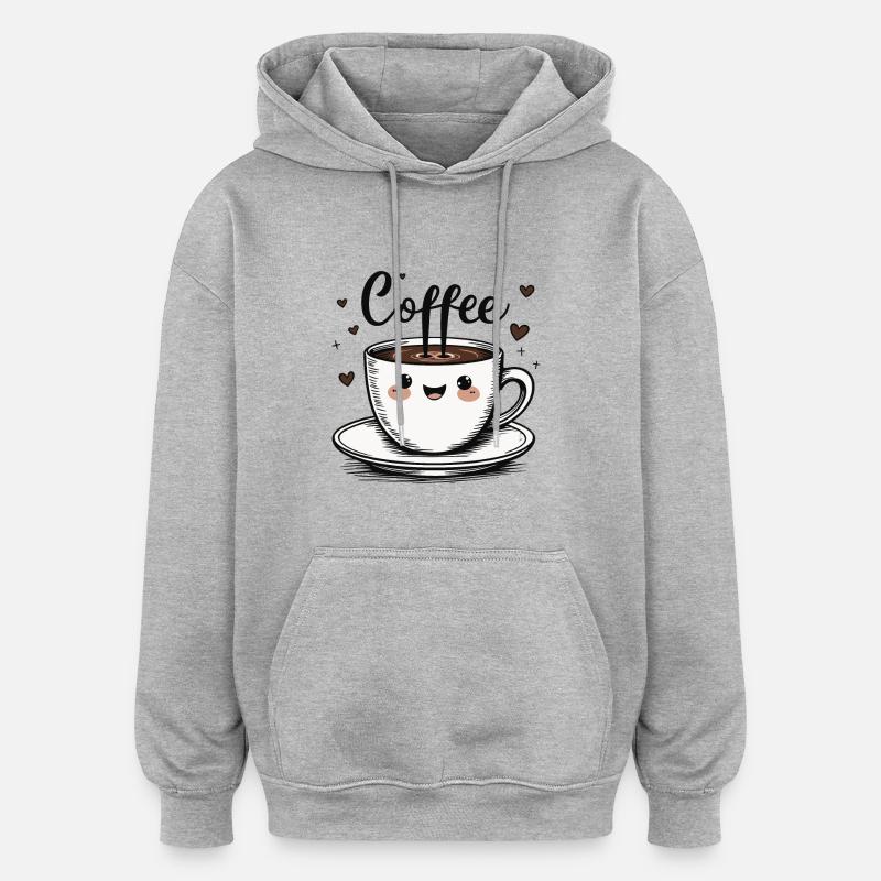 CAFÉ MIGNON - Sweat à capuche oversize unisexe - gris chiné