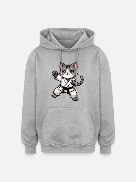KARATECAT - Oversized Unisex Hoodie - heather grey