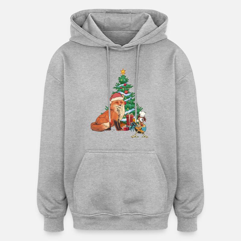 Noël Noël Renard Coq - Sweat à capuche oversize unisexe - gris chiné