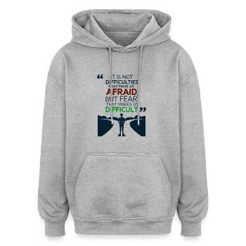 LEBEN - Oversized Unisex Hoodie - Grau meliert - Vorne - Noah (186cm)