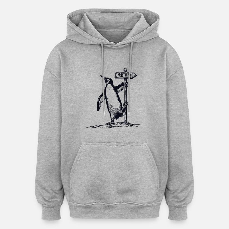 PINGOUIN - Sweat à capuche oversize unisexe - gris chiné