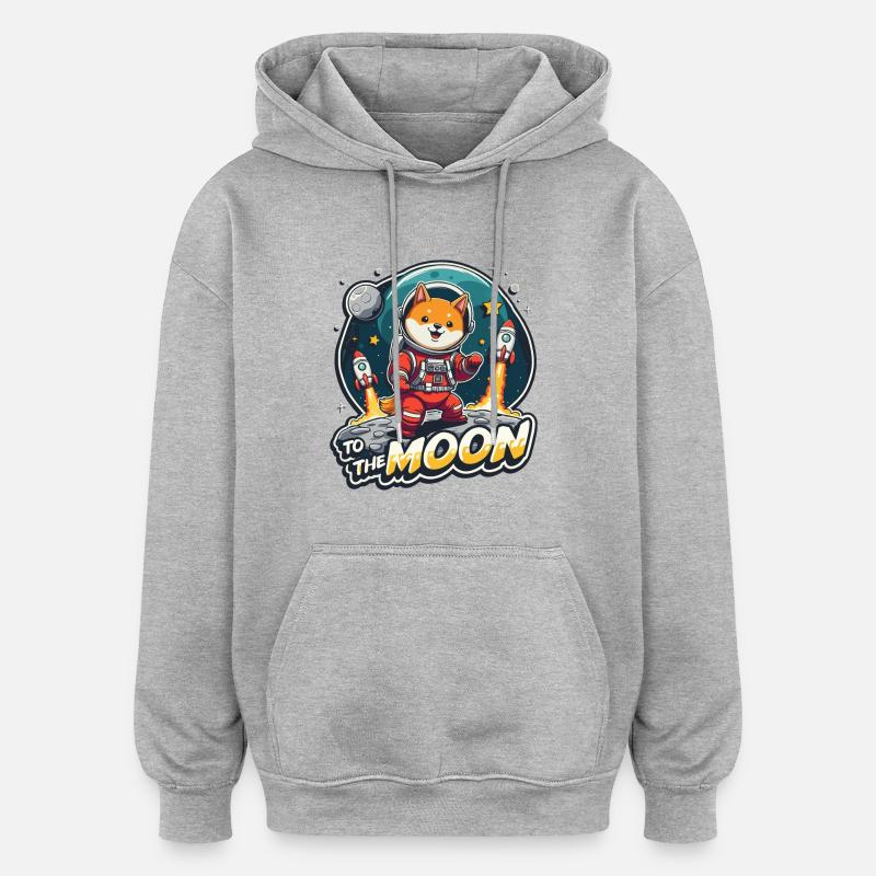 NOUS ALLONS SUR LA LUNE - Sweat à capuche oversize unisexe - gris chiné