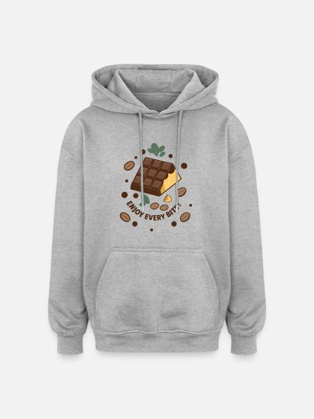 TABLETTES DE CHOCOLAT - Sweat à capuche oversize unisexe - gris chiné