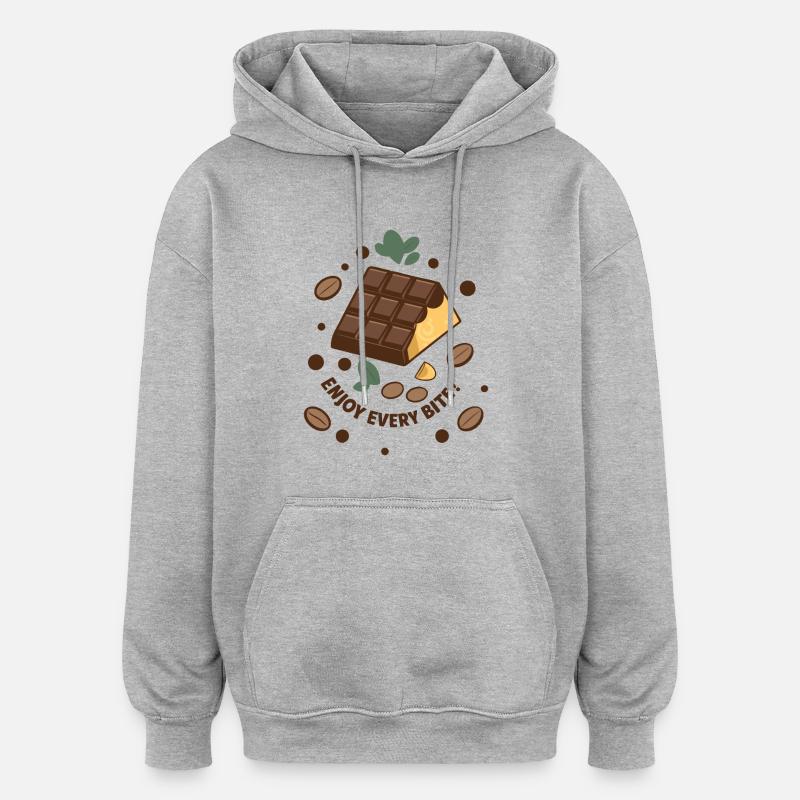 TABLETTES DE CHOCOLAT - Sweat à capuche oversize unisexe - gris chiné