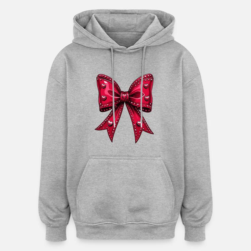 CLOUS D’OREILLES COEUR ROSE - Sweat à capuche oversize unisexe - gris chiné