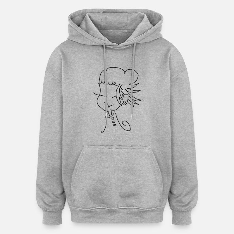 Femme asiatique astucieuse - Sweat à capuche oversize unisexe - gris chiné