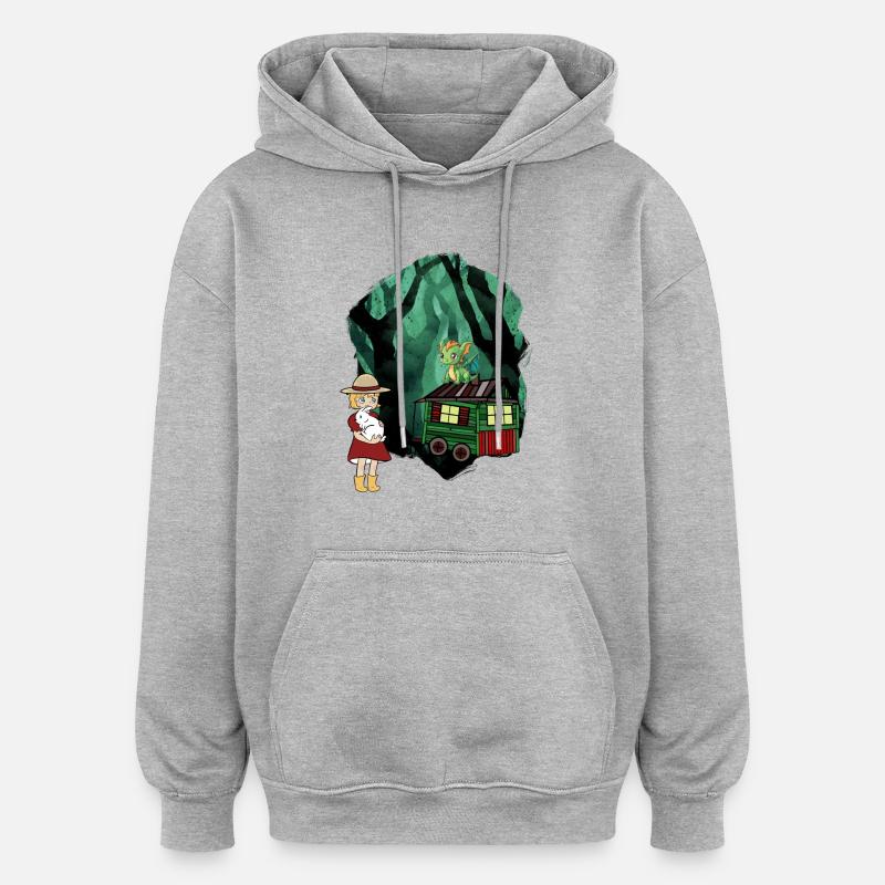 Märchen Märchenfigur Drache Wald Abenteuer - Oversized Unisex Hoodie - Grau meliert